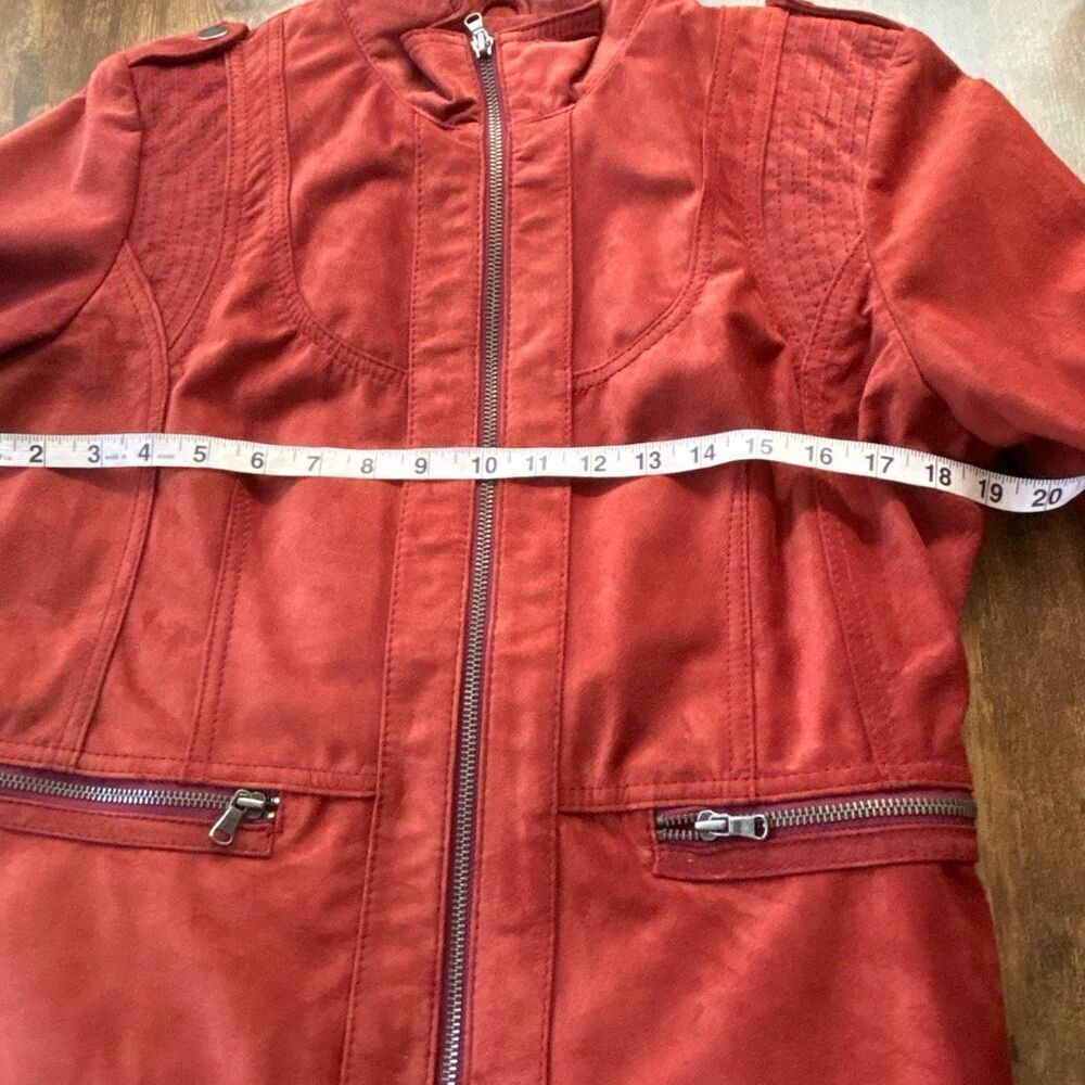NWT Black Rivet Wilsons Leather suede jacket soft Rust Red/Brown Sz L - Picture 8 of 9